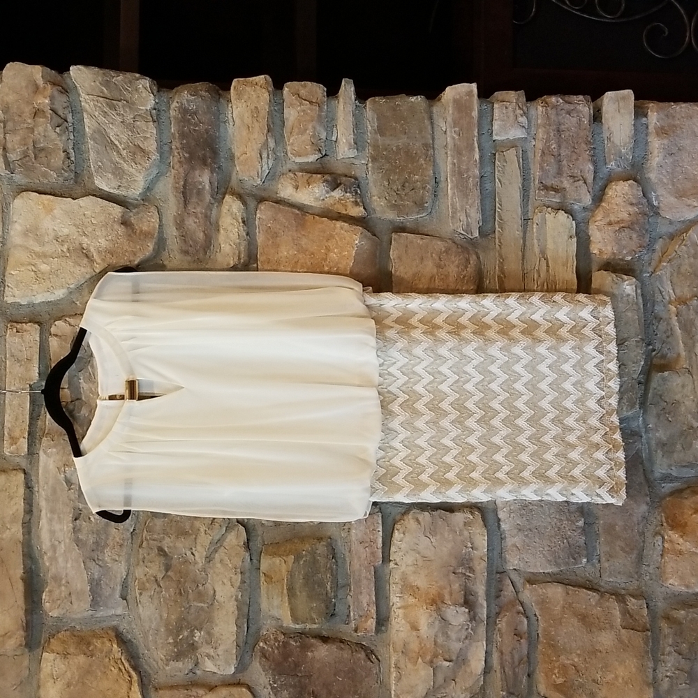 Gold & Cream Bloused Dress ♥